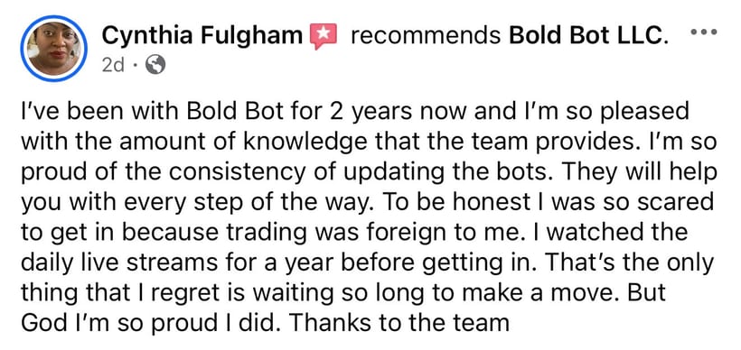 Facebook recommendation for Bold Bot LLC